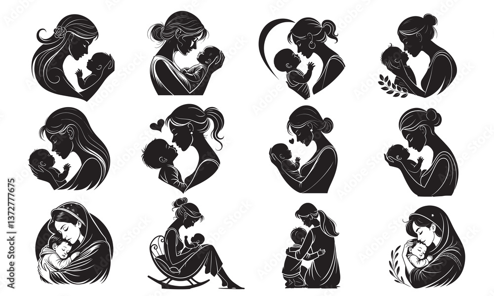 Mother and Son Silhouette Vector Bundle,
Mother’s Day Silhouette Vector Illustration Set. Mother and Son Silhouette Vector Bundle,
Mother’s Day Silhouette Vector Illustration Set.
