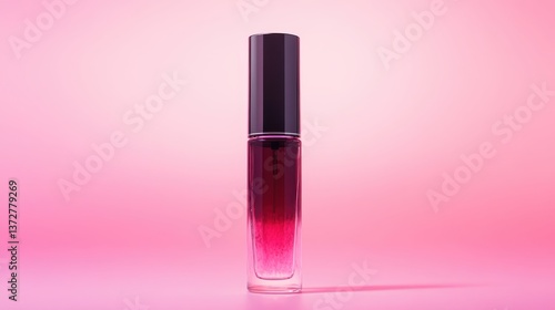 Elegant pink lipstick on a soft pink background showcasing modern minimalist design and beauty aesthetics