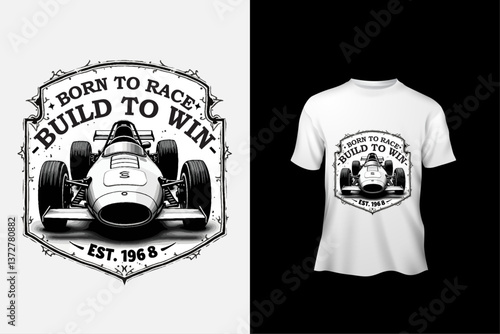 Racing team t shirt typography slogan design apparel for print modern type vector.