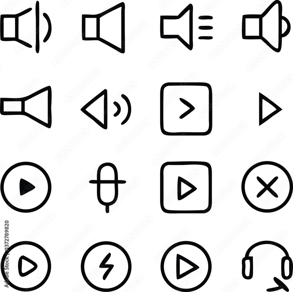 Audio and video Icons Vector Art Audio and video Icons Vector Art