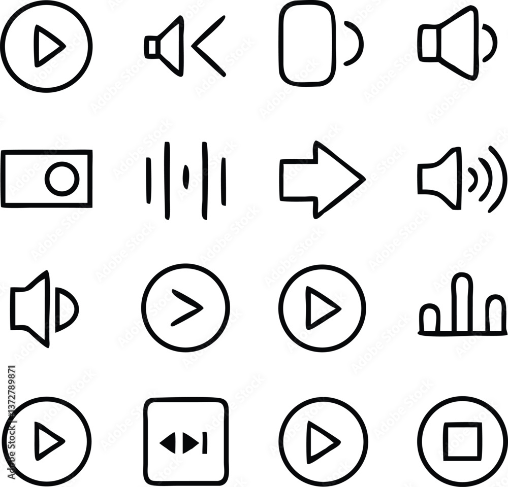 Audio and video Icons Vector Art Audio and video Icons Vector Art