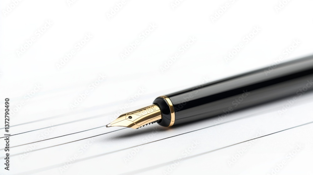 Black Fountain Pen on Lined Paper Black Fountain Pen on Lined Paper
