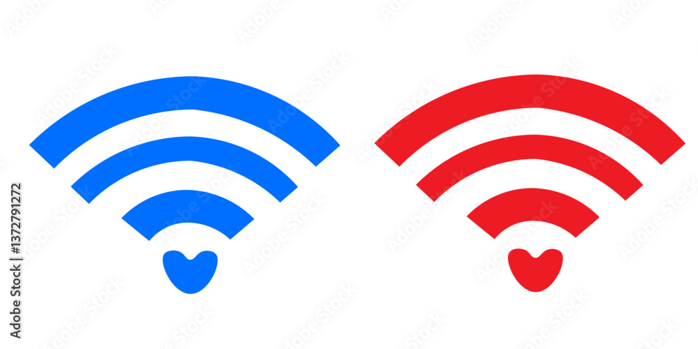 blue wifi icon with heart symbol inside on white background blue wifi icon with heart symbol inside on white background