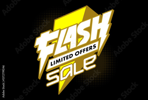 Flash sale limited offers lettering vector illustration