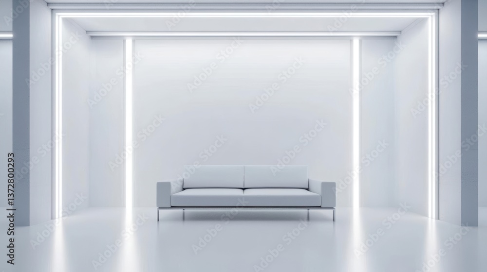 Futuristic minimalist living room with a sleek white interior, glass furniture, and cuttingedge lighting design Futuristic minimalist living room with a sleek white interior, glass furniture, and cuttingedge lighting design
