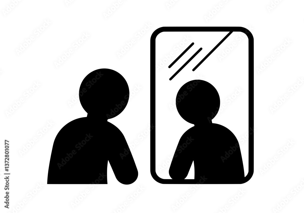 Self Reflection Mirror Silhouette Icon Vector Self Reflection Mirror Silhouette Icon Vector