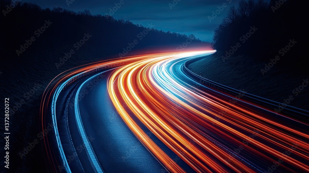 Naklejka premium Concept of business goals with light trails, symbolizing vision and direction.