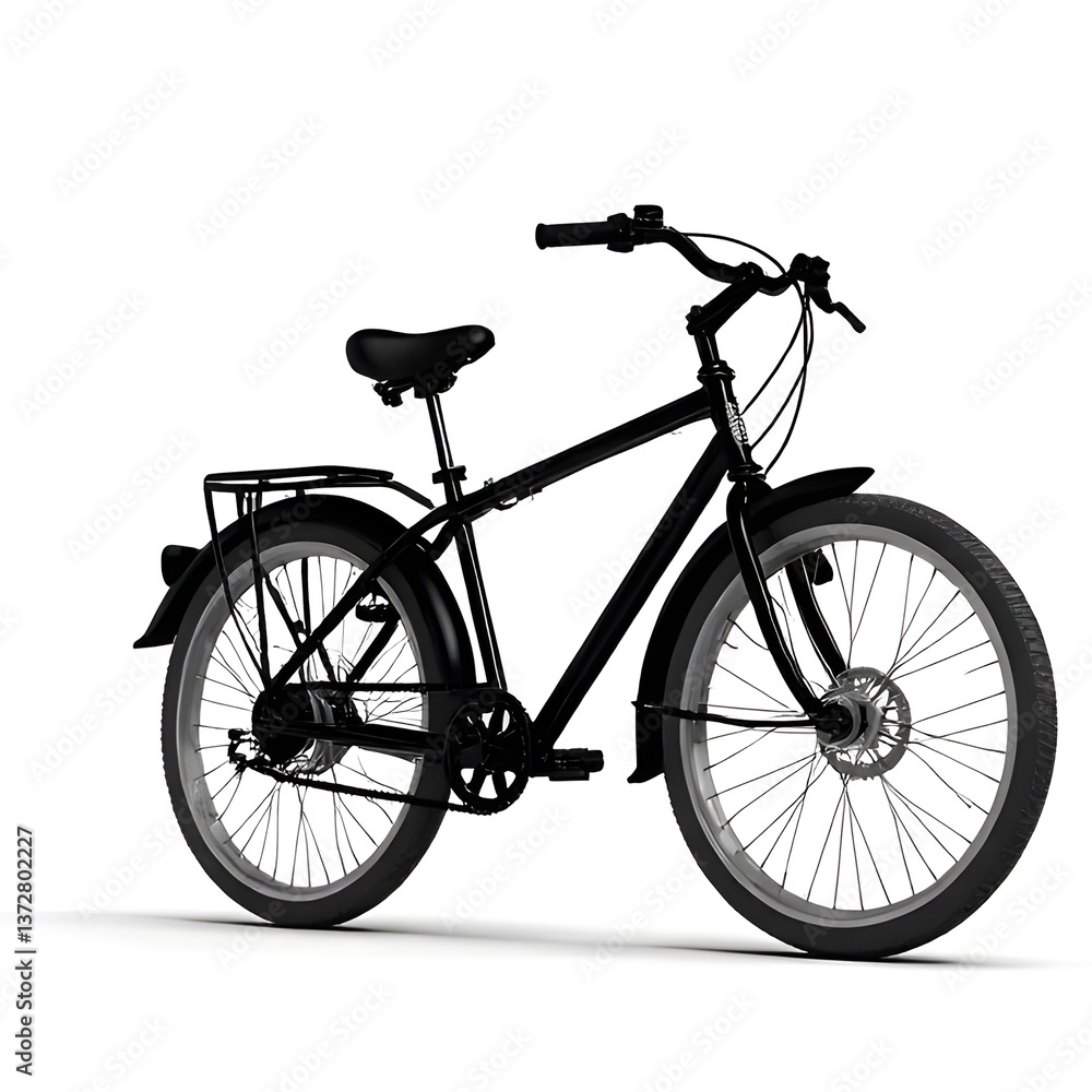 Obraz premium Black Bicycle with Disc Brakes and Rear Cargo Rack