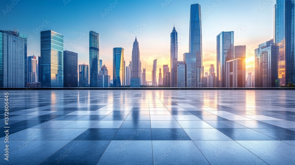 Modern city skyline, complete architectural background, vista Modern high-rise buildings, bright hues, clean floors, perspective composition, architectural design style, created using C4D rendering te Modern city skyline, complete architectural background, vista Modern high-rise buildings, bright hues, clean floors, perspective composition, architectural design style, created using C4D rendering te