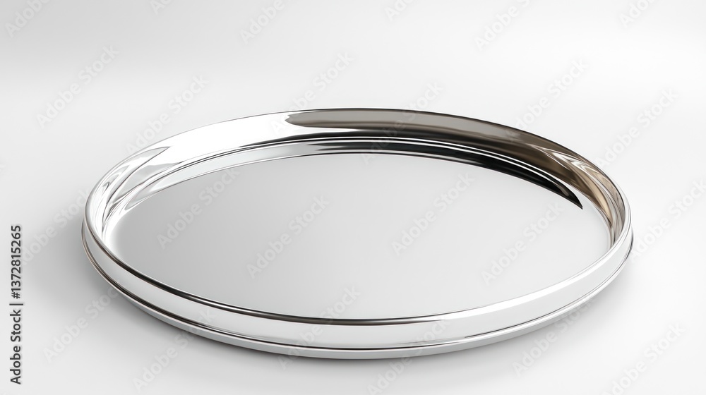 Elegant Silver Tray: A Polished Round Serving Platter Elegant Silver Tray: A Polished Round Serving Platter