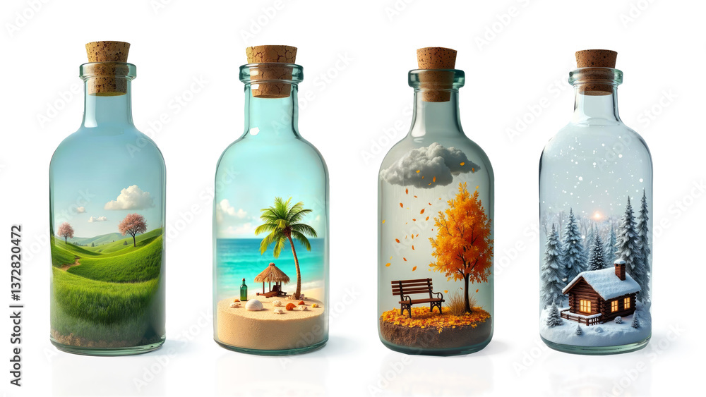 Conceptual image shows nature changing in all four seasons Conceptual image shows nature changing in all four seasons