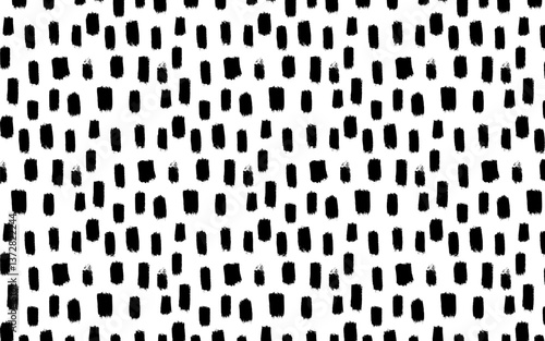 Grunge seamless banner design with short black strokes.Abstract simple wrapping paper in minimalist style. Hand drawn regular motif seamless pattern. Rough grunge thick paint lines texture.