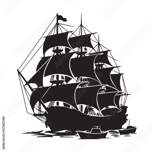 pirate ship on black