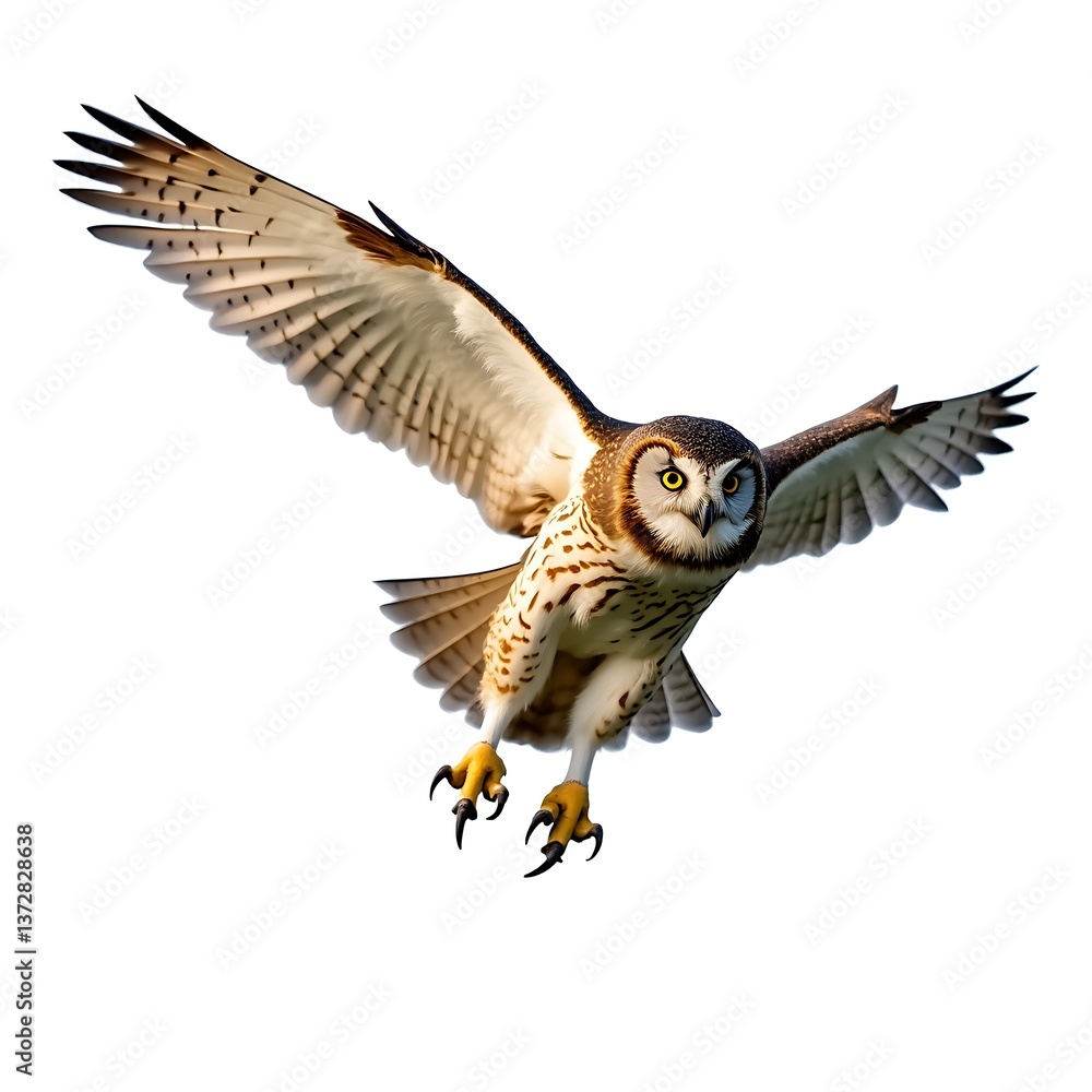 Obraz premium a_powerful_owl_with_sharp_talons_gliding_with_full_wingspan_beautifully_