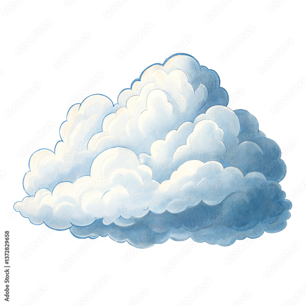 Watercolor Cloud, Handpainted Sky Element, Soft Edges, Fluffy, Isolated on Black Watercolor Cloud, Handpainted Sky Element, Soft Edges, Fluffy, Isolated on Black