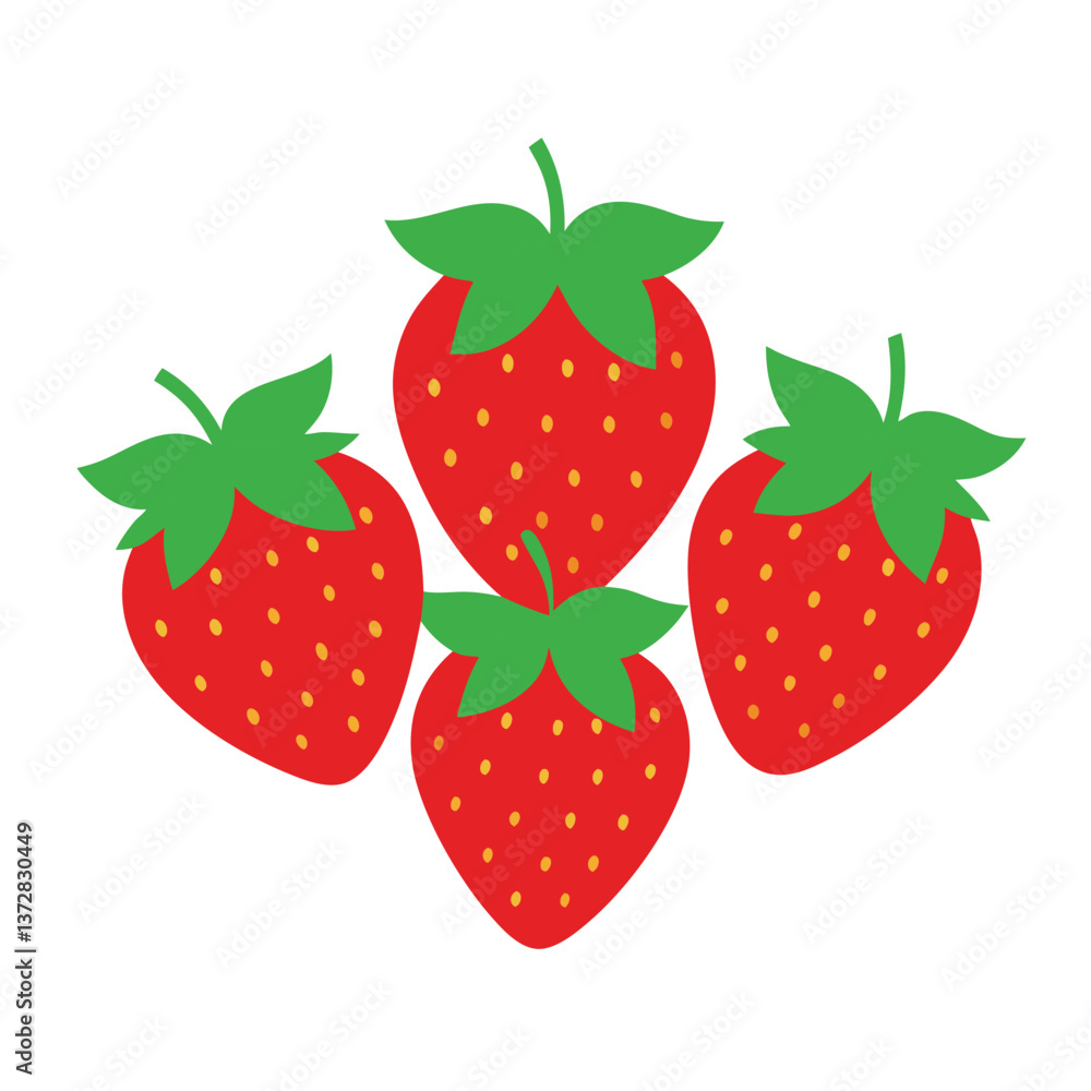 Fresh 5 pieces strawberry with leaves isolated on Fresh 5 pieces strawberry with leaves isolated on