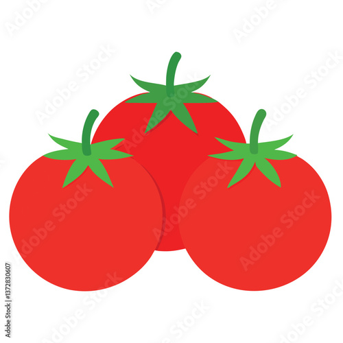 Three red fresh tomatoes isolated on a white background