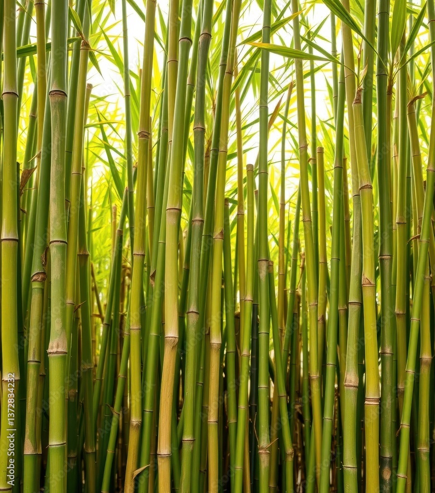 Dense green bamboo stalks forming a natural fence background, element, backdrop Dense green bamboo stalks forming a natural fence background, element, backdrop