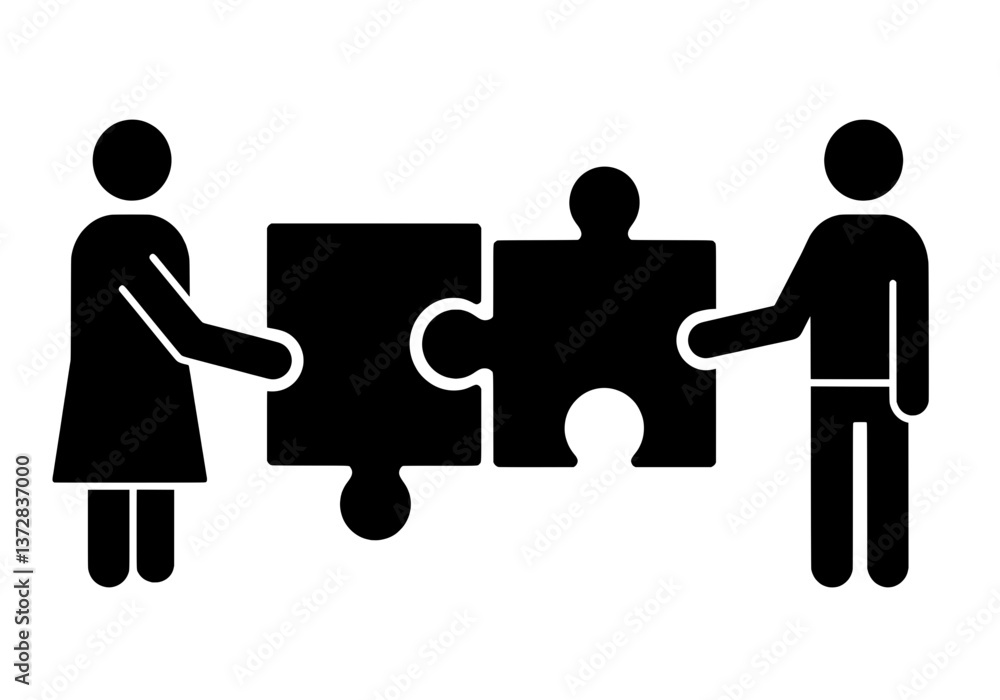 Collaboration Puzzle Connection Figures Icon Vector Collaboration Puzzle Connection Figures Icon Vector