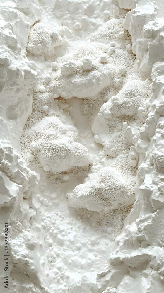 A pristine white landscape features textured mounds and fine granular fields under bright lighting creating a clean a A pristine white landscape features textured mounds and fine granular fields under bright lighting creating a clean a