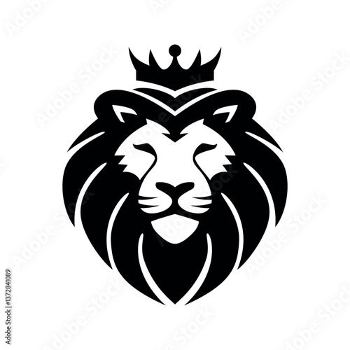 Lion king face tattoo logo symbol illustration. Simple and Black color