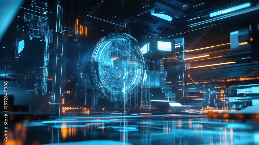 A virtual reality architect designing immersive AI generated environments, sleek VR design studio with high-resolution holographic projections, High-tech style A virtual reality architect designing immersive AI generated environments, sleek VR design studio with high-resolution holographic projections, High-tech style
