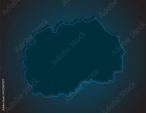 Vector map North Macedonia on the radar screen