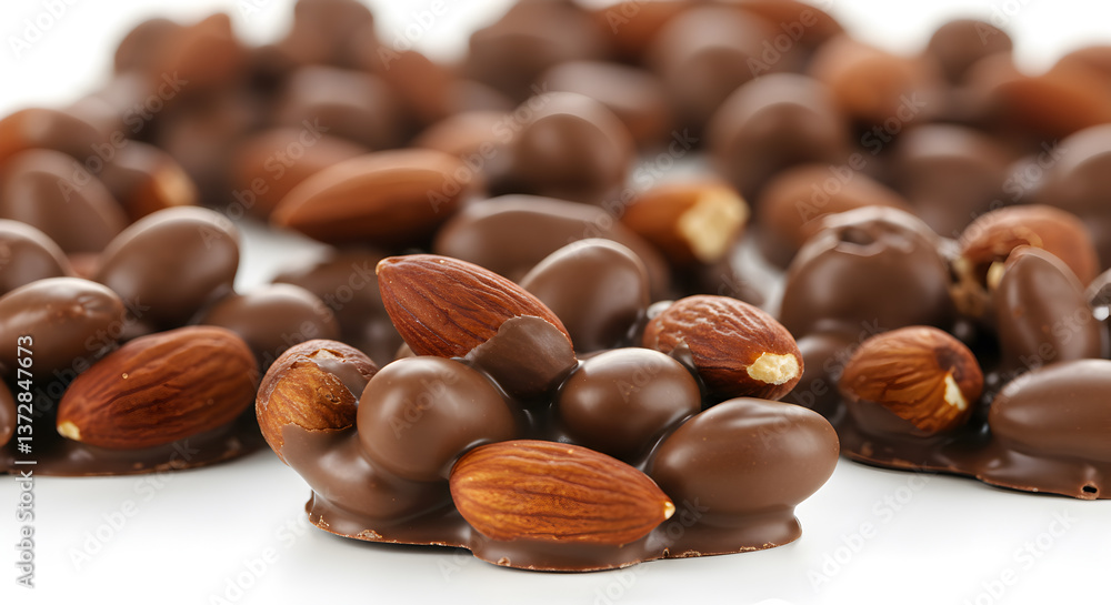 Fototapeta premium Delicious Chocolate Covered Almond Clusters Sweet Temptation Delightful Treat