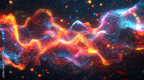 Colorful abstract background featuring glowing elements and luminous effects inspired by celestial energy and cosmic wonders.