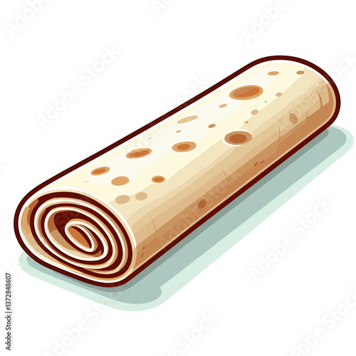Vector illustration of thin rolled lavash in soft beige tones. Perfect for food blogs, culinary websites, or recipe projects.