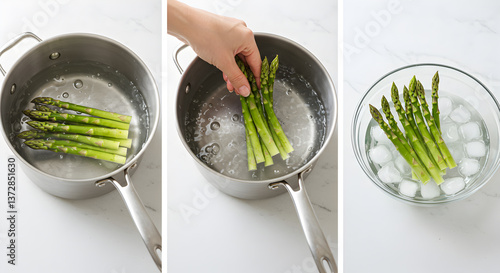 Blanching Asparagus: A Culinary Process Showcased in Sequential Steps