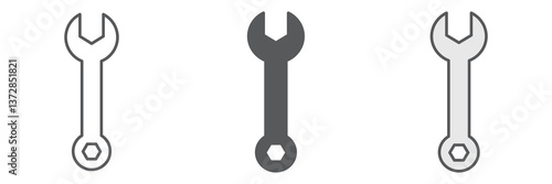 Wrench icon collection, tool and repair, spanner vector icon set, vector graphics, editable stroke outline sign, eps 10