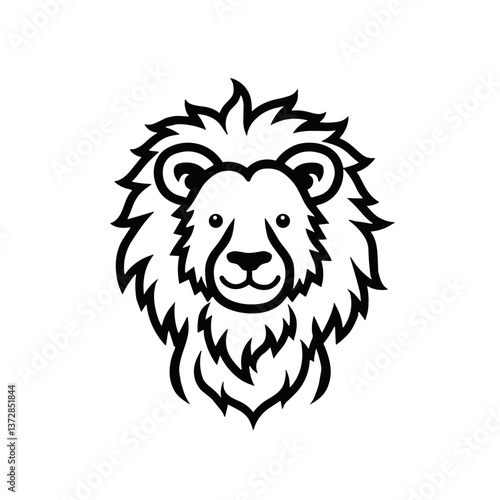 Wallpaper Mural Stylized lion icon in black line art on transparent background Torontodigital.ca