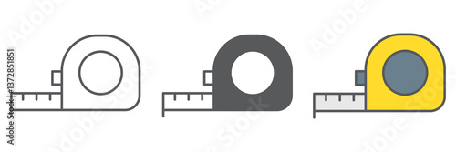 Tape measure icon collection, tool and repair, measuring tape vector icon set, vector graphics, editable stroke outline sign, eps 10