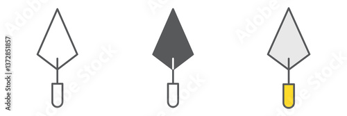 Trowel icon collection, tool and repair, trowel vector icon set, vector graphics, editable stroke outline sign, eps 10