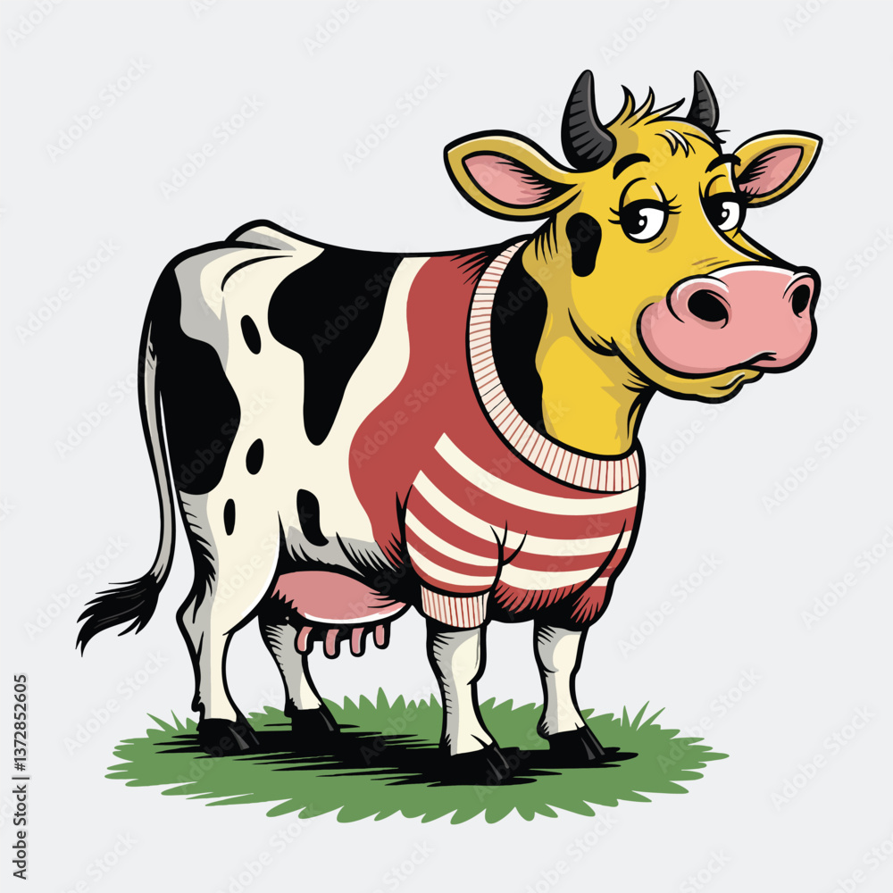 Fototapeta premium Cow vector, vibrant cow, cow illustration, mammal