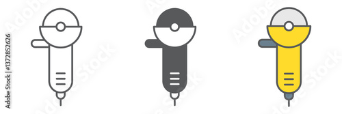 Angle grinder icon collection, tool and repair, angle grinder vector icon set, vector graphics, editable stroke outline sign, eps 10