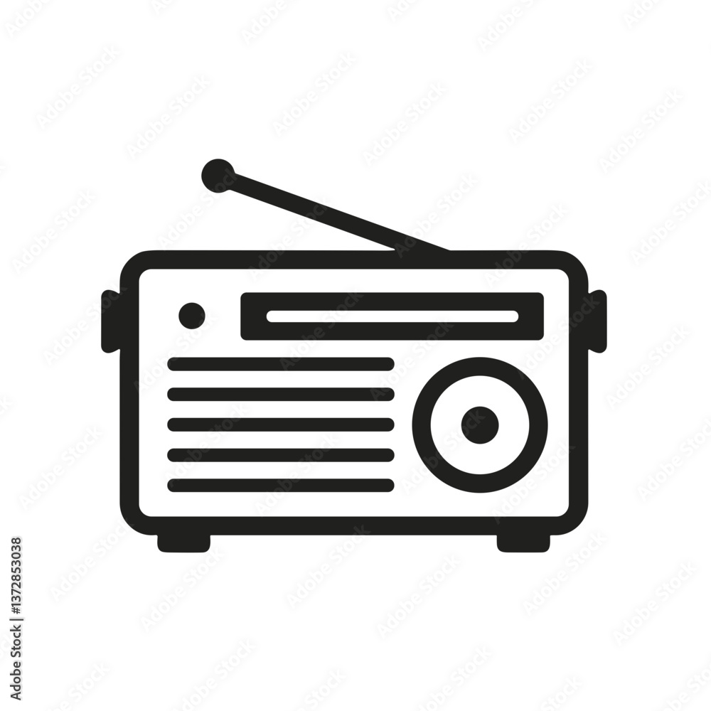 Minimalist black radio icon on transparent background Minimalist black radio icon on transparent background
