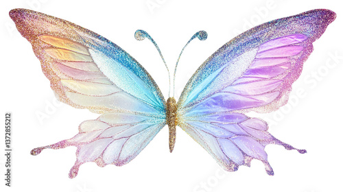 Wallpaper Mural Fairy wings with iridescent glitter, isolated on white background --ar 16:9 Torontodigital.ca