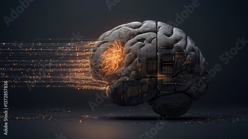 Obraz na płótnie Futuristic ai brain with digital circuitry showcasing advanced technology and artificial intelligence for scientific innovation in neural networks w salonie