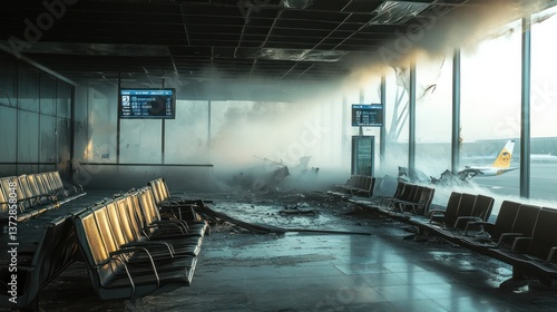 Aftermath of Airport Disaster: A Haunting Scene of Devastation