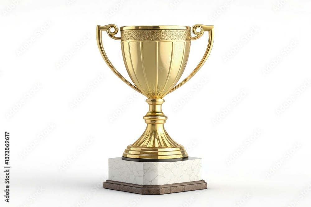Shiny Gold Trophy on Marble Base With Elegant Design Generative AI Shiny Gold Trophy on Marble Base With Elegant Design Generative AI