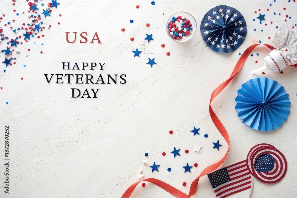 Obraz premium Celebrate Veterans Day With Patriotic Decorations and Colors Generative AI