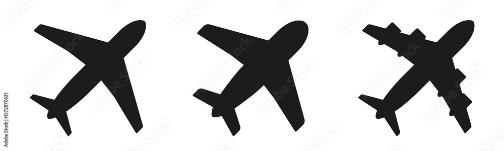 Obraz premium Airplane icon symbol set, collection plane sign