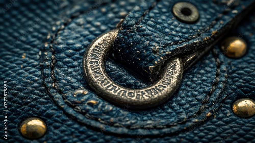 Close-up of a dark blue leather accessory Close-up of a dark blue leather accessory