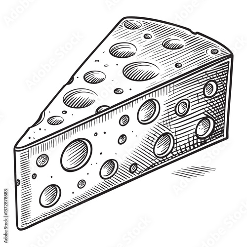 Cheese Slice engraving vector illustration