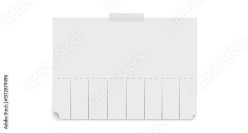 White Empty blank sheet paper advertising. Tear-off ads.  Street signs with transparent adhesive tape. Tear off stripes. Street advertisement