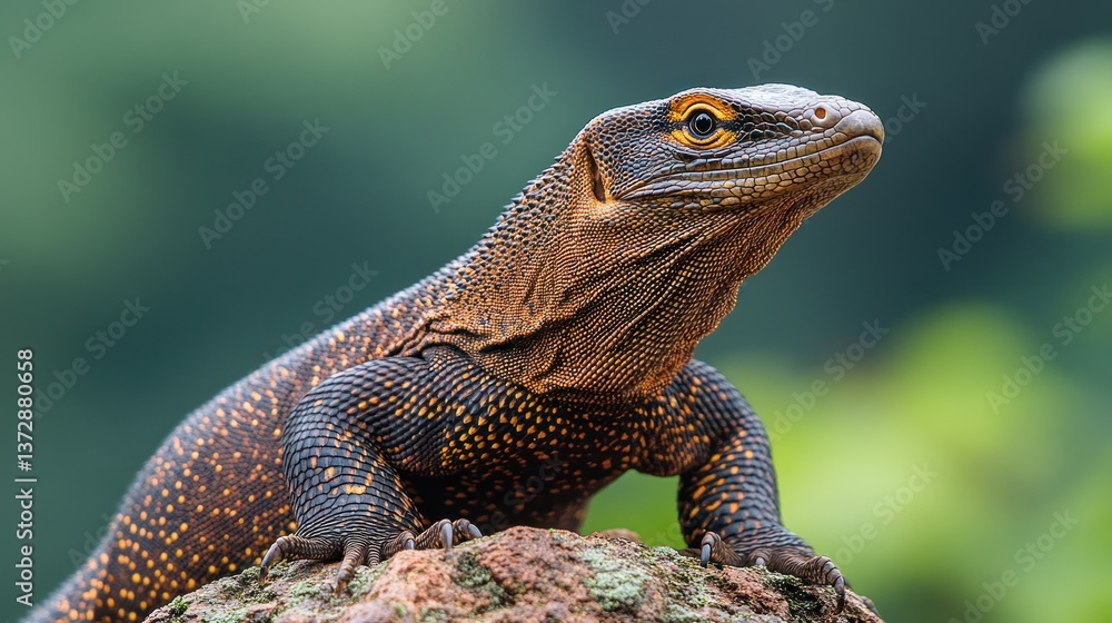 Close-up of a monitor lizard on a rock Close-up of a monitor lizard on a rock