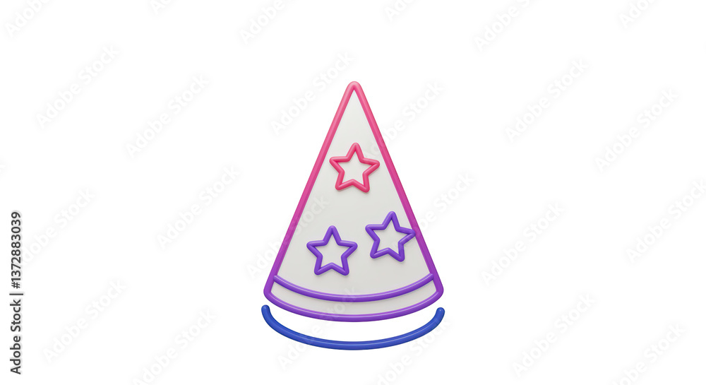 Isolated Festive Party Hat with Star Decorations Isolated Festive Party Hat with Star Decorations