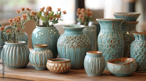 Handcrafted pottery for home interiors, bringing artisanal elegance to your home with unique, hand-made ceramic pieces.